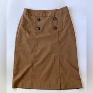 The Limited Camel Brown Pencil Skirt Size 6 Military Button Career